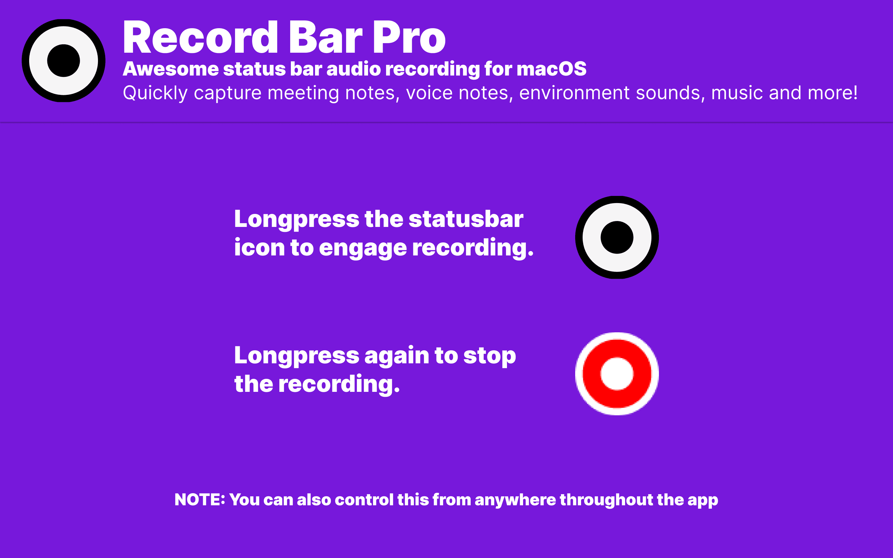 Record Bar Pro for macOS by Eric David Smith