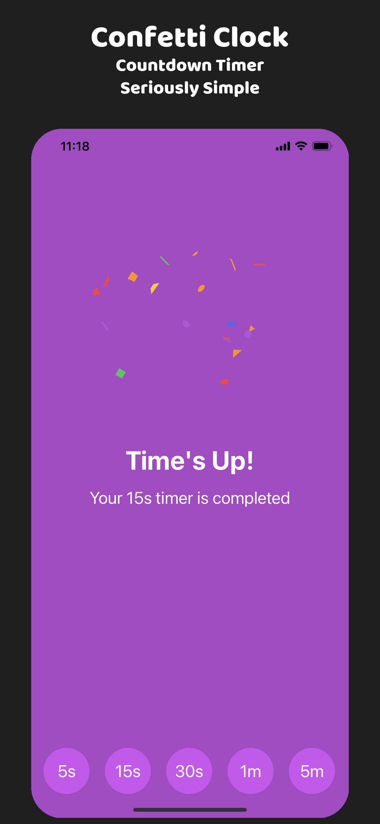 Confetti Clock for iOS by Eric David Smith