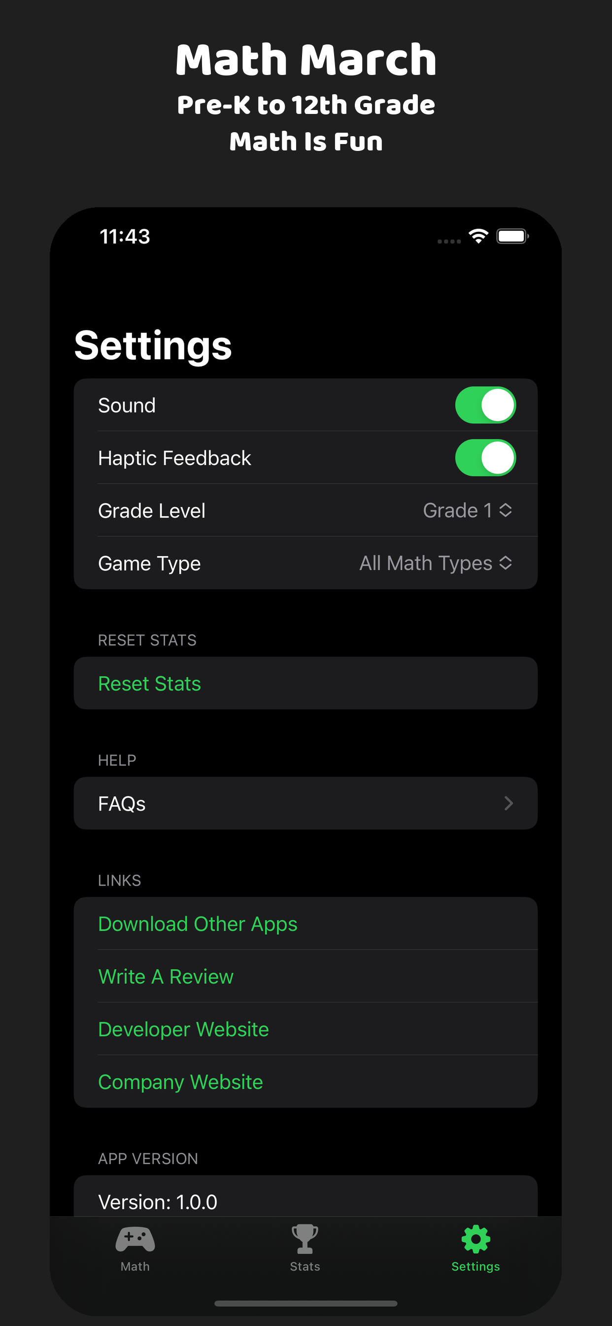 Math March for iOS by Eric David Smith