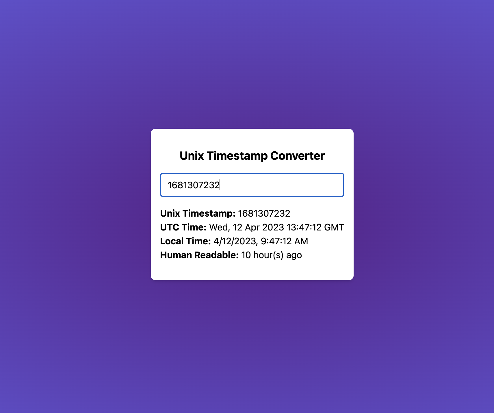 Unix Timestamp Converter - by Eric David Smith